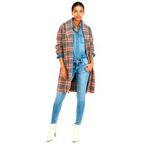 NWT Express Gray and Pink Plaid Coat